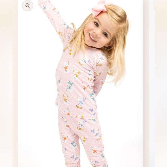 Tiny Jams Pink Snowman Bamboo Long Sleeve 2 Piece Pajama Set NWT - Picture 4 of 10